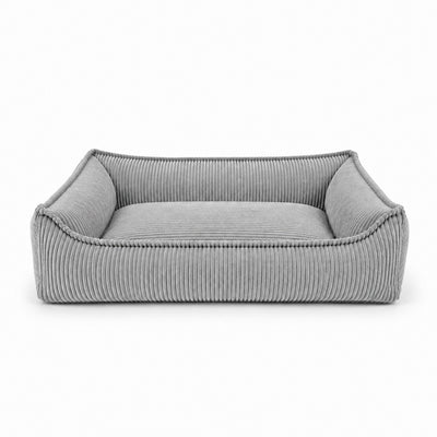 Nino Corduroy Dog Basket Bed with Removable Cover – Cloud Grey, M
