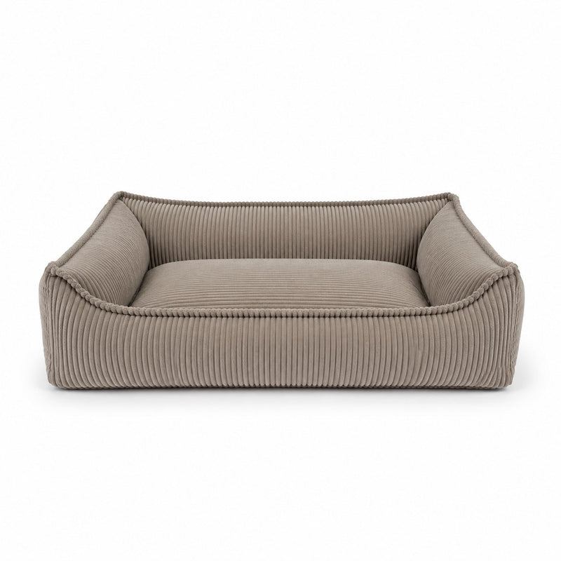 Nino Corduroy Dog Basket Bed with Removable Cover – Hazelnut Taupe, S