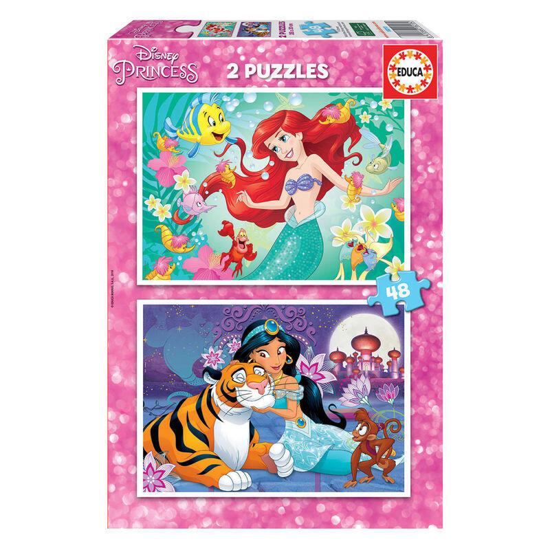 Puzzle Ariel + Jasmine Princesas Disney 2X48PZS