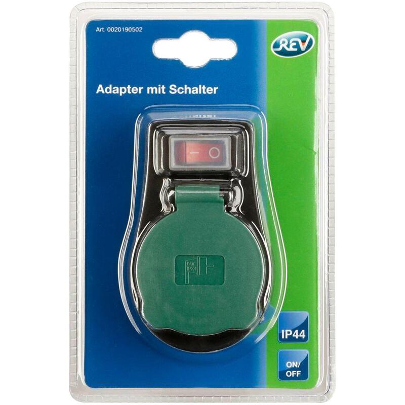 Rev Adapter W. Switch IP44 Black-green