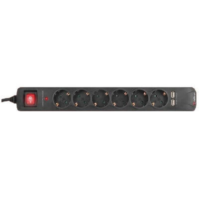 Riello Power Strip Thunder 6002 USB 6 Sockets Schuko Maxima Power 250V/16A Maximo Voltaje 6000V Button Or — image 1