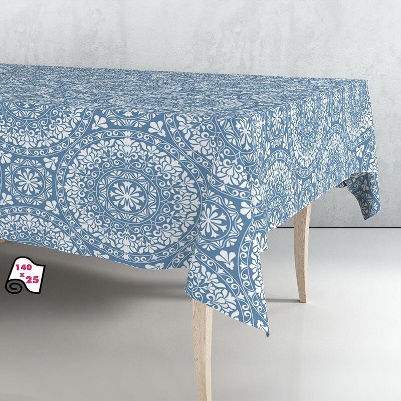 Roll Hule Tablecloth Mandala Blue 140CM X 25M Exma