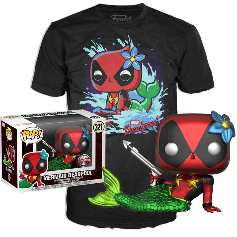 Set Figure Pop & Tee Marvel Deadpool Mermaid Exclusive Size M