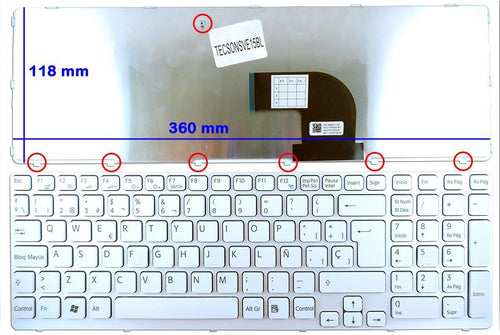 Keyboard White Laptop Sony Vaio SVE15 SVE17 Series — image 1