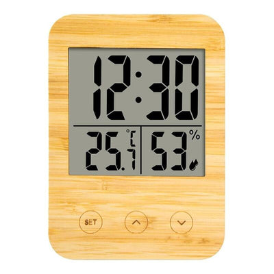 Thermometer Higrómetro And Watch With Frame Bambú — image 1
