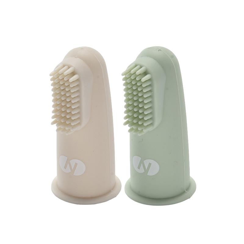 Silicone Finger Toothbrush – Beige/Mint